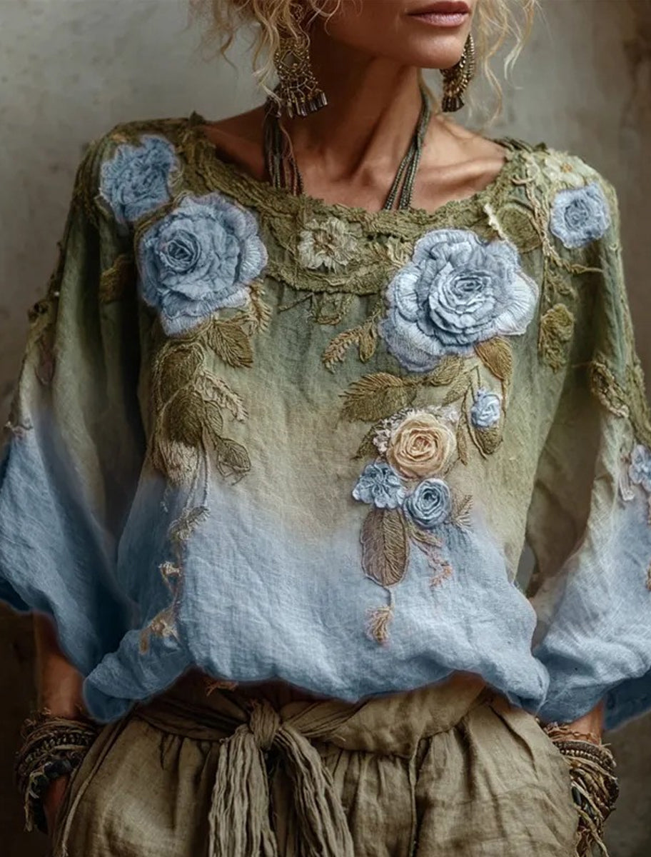 Γυναικείο Ρέτρο Μποέμ Καθαρό κορυφαίο