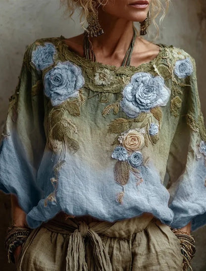 Γυναικείο Ρέτρο Μποέμ Καθαρό κορυφαίο