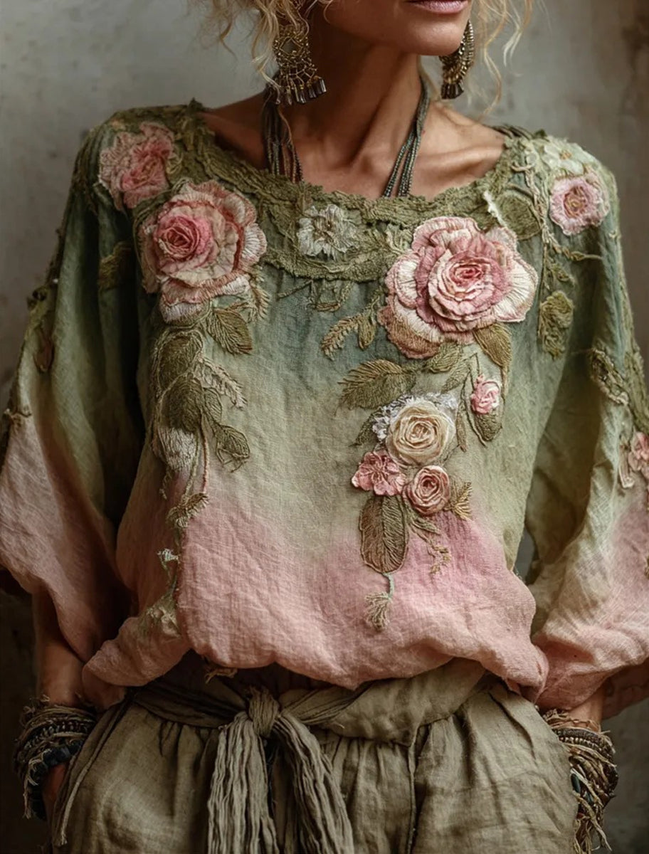 Γυναικείο Ρέτρο Μποέμ Καθαρό κορυφαίο