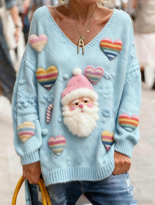 Γυναικείο Vintage Χριστούγεννα Τέχνη Εκτύπωση Άνετο πλεκτό κορυφή