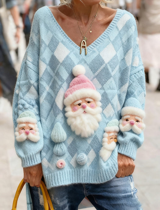 Γυναικείο Vintage Χριστούγεννα Τέχνη Εκτύπωση Άνετο πλεκτό κορυφή