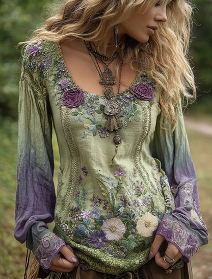 Γυναικείο Ρέτρο Μποέμ Καθαρό κορυφαίο