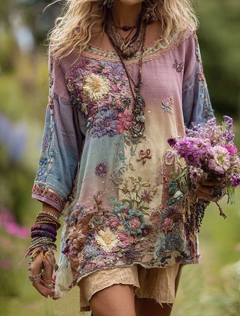 Γυναικείο Ρέτρο Μποέμ Καθαρό κορυφαίο