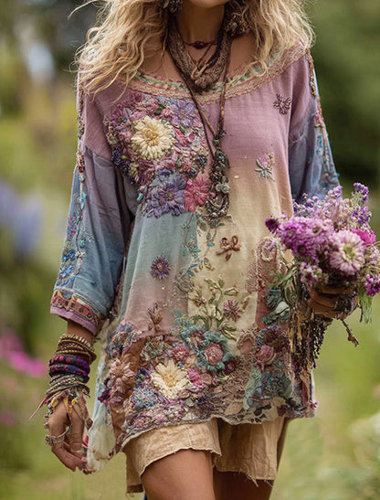 Γυναικείο Ρέτρο Μποέμ Καθαρό κορυφαίο