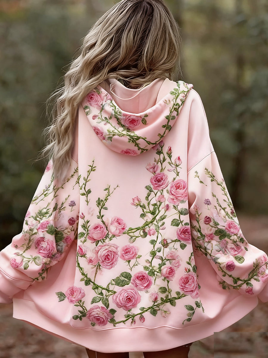 Γυναικείο Vintage Floral Patchwork Τέχνη Εκτύπωση άνετο περιστασιακό κουκούλα