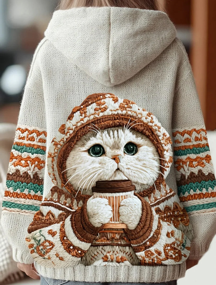 Γυναικείο Vintage Χριστούγεννα ζώα τέχνη άνετα πλεκτά