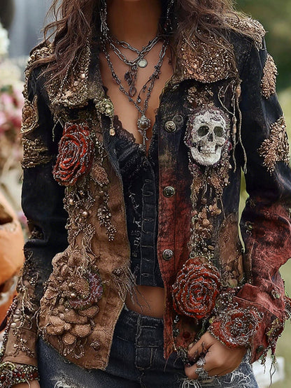 Γυναικεία ανθοπωλεία τέχνης Denim σακάκι γυναικών
