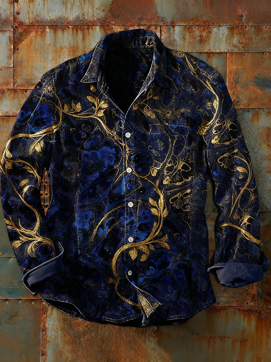 Ανδρικά Retro Αφηρημένη Τέχνη Εκτύπωση περίπτωση μακριά μανίκι πουκάμιση