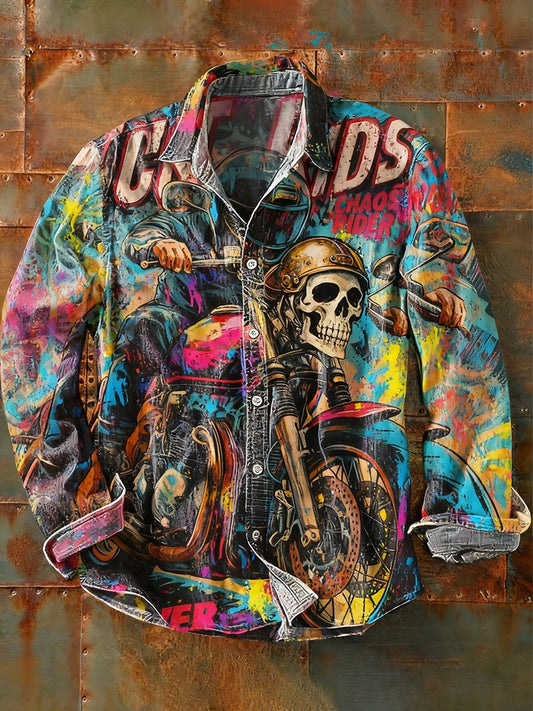 Ανδρικά Retro Αφηρημένη Τέχνη Εκτύπωση περίπτωση μακριά μανίκι πουκάμιση