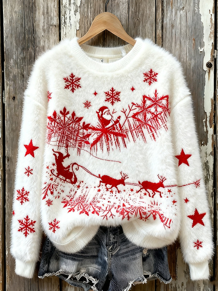 Γυναικείο Vintage Χριστουγεννιάτικη τέχνη Εκτύπωση Άνετο Φλανέλ Φλαντζιέρα