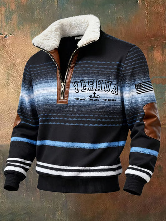 Ανδρικό φούτερ Vintage Art Faith Casual με γούνινο γιακά