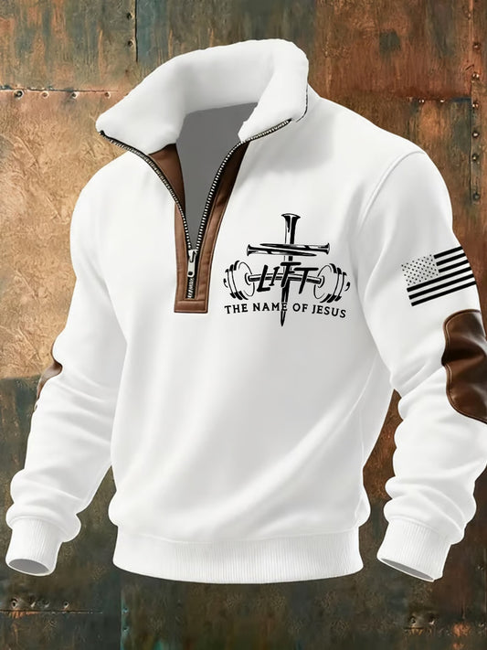 Ανδρικό φούτερ Vintage Art Faith Casual με γούνινο γιακά