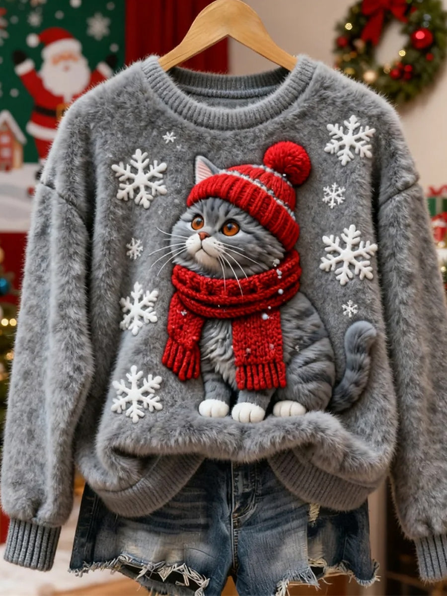 Γυναίκες Retro Χριστούγεννα ζώα τέχνη Εκτύπωση περιστασιακό Flannel κορυφαίο