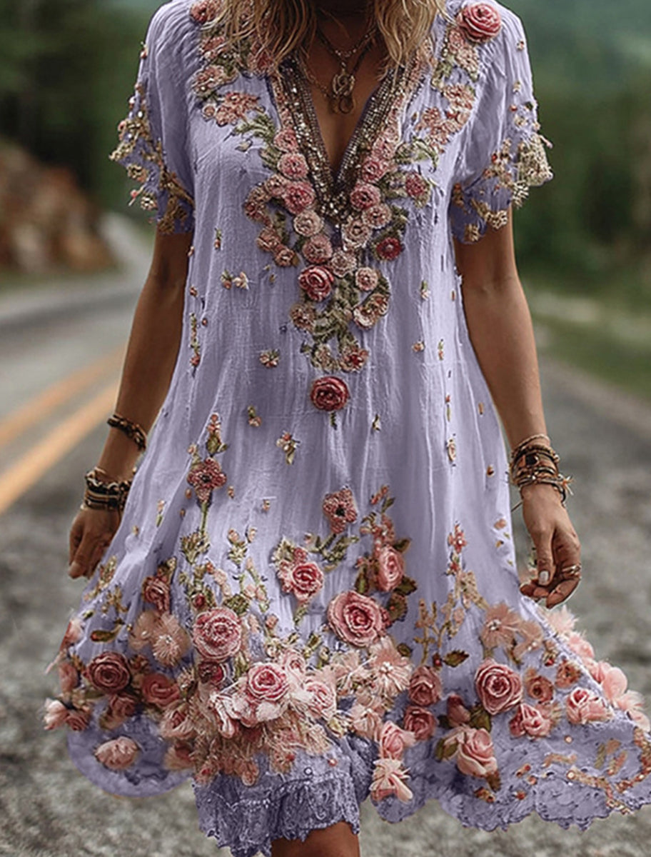 Γυναικεία Retro Bohemian Floral Φόρεμα