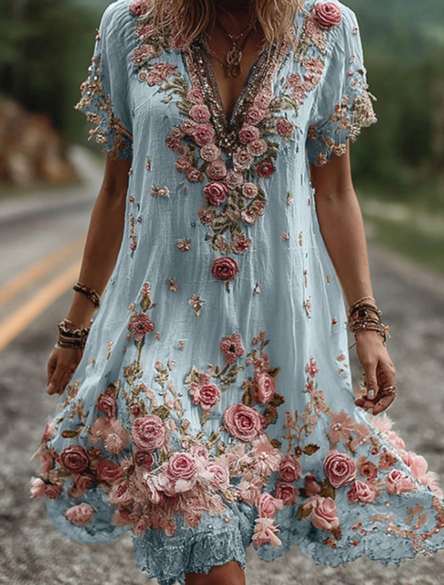 Γυναικεία Retro Bohemian Floral Φόρεμα