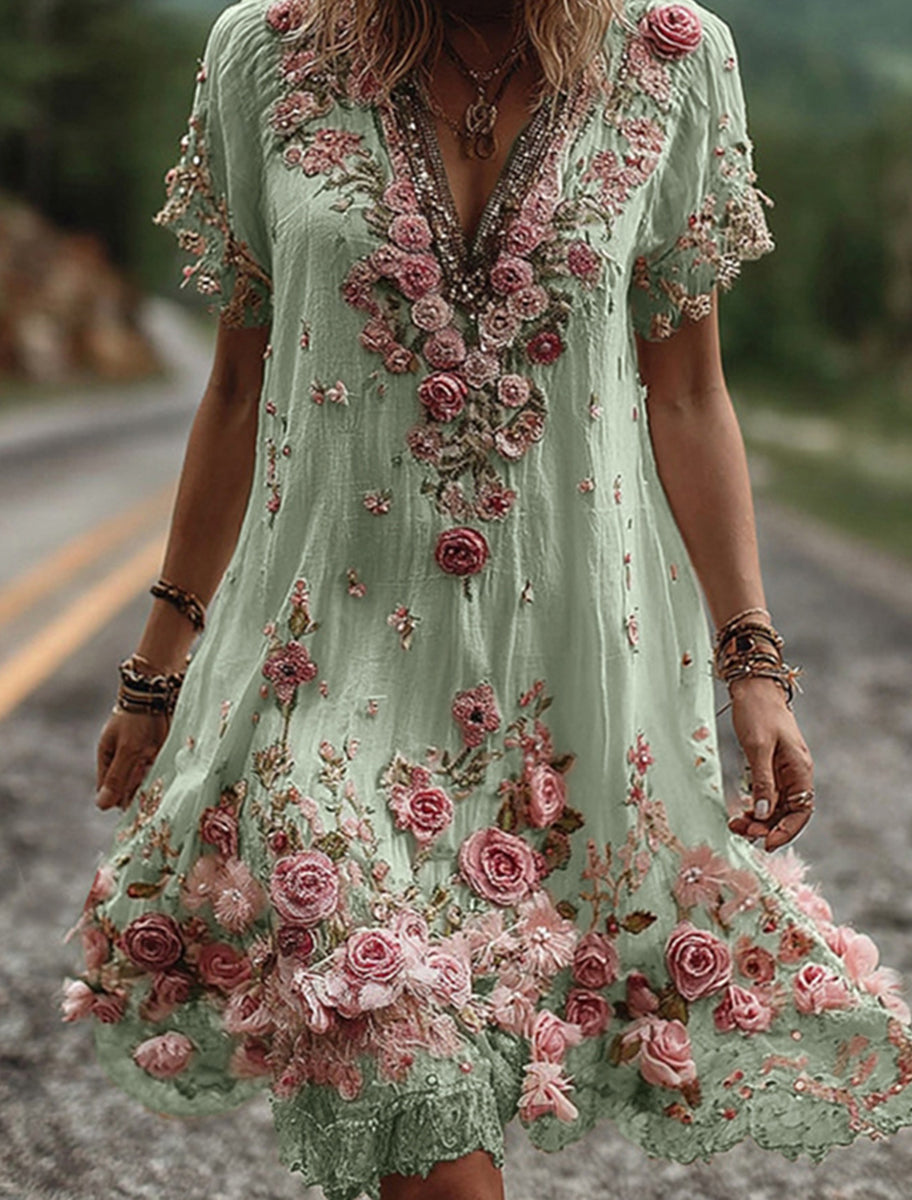 Γυναικεία Retro Bohemian Floral Φόρεμα