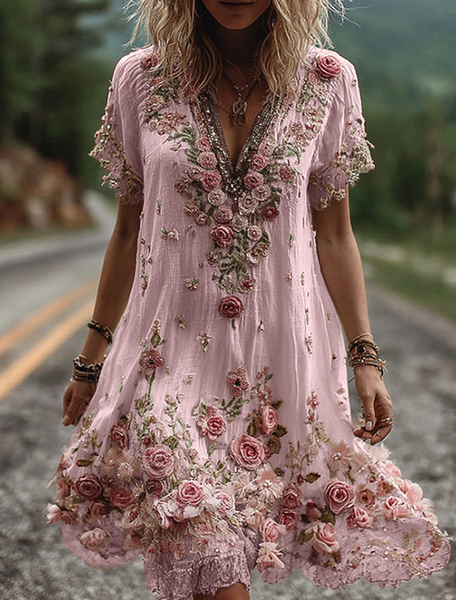 Γυναικεία Retro Bohemian Floral Φόρεμα