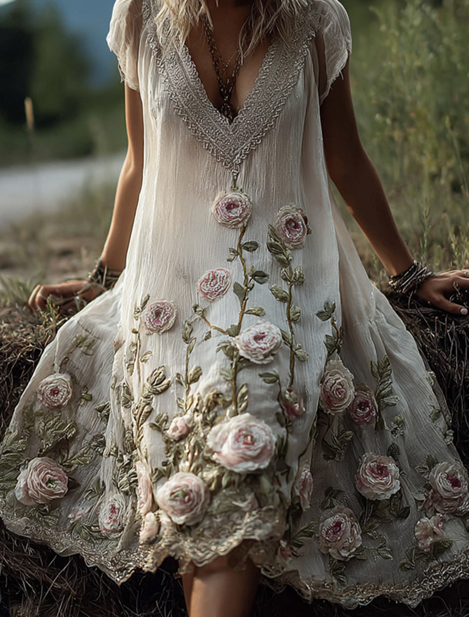 Γυναικεία Retro Bohemian Floral Φόρεμα