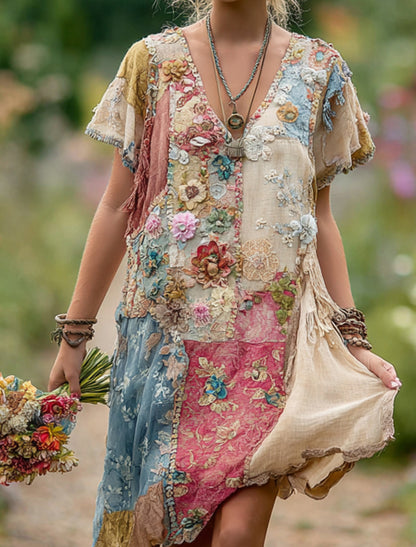 Γυναικεία Retro Bohemian Floral Φόρεμα
