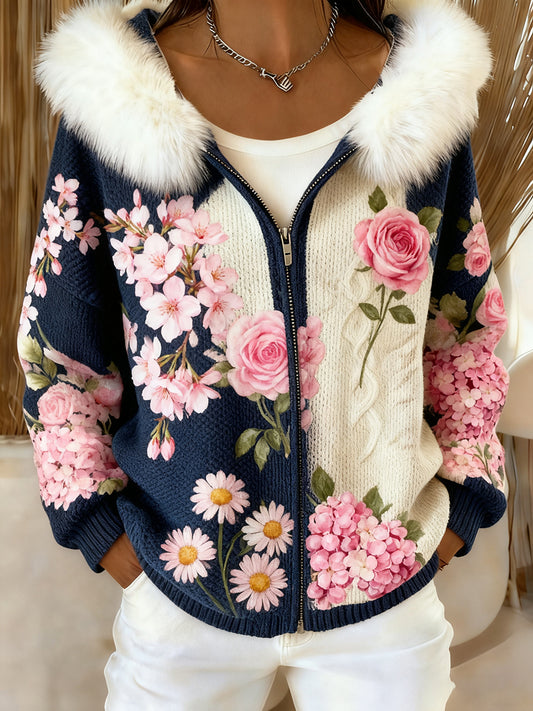 Γυναίκες Retro λουλούδια τέχνη άνετη άνετη ζακούλα