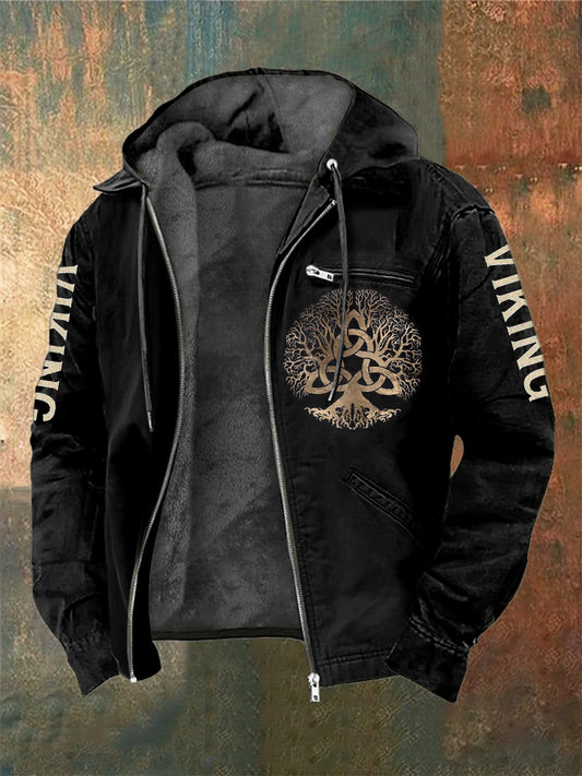 Ανδρικά Viking δέντρο τυπωμένα μακριά μανίκι με κουκουλοφόρα σακάκια