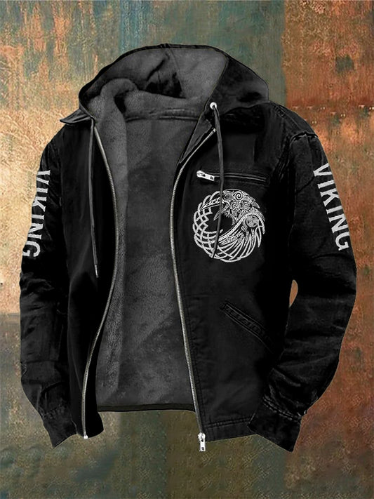 Ανδρικά Viking τυπωμένα μακριά μανίκι με κουκούλα μαγιό